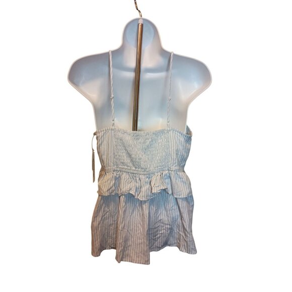WallFlower Challis Ruffle Cami Tank Top Sleeveless Blouse Women's Sz. M Blue/Whi - Picture 4 of 6